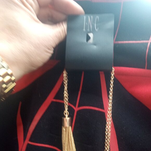 Long Gold Tone Necklace Tassle Charm New with Tags - Picture 2 of 4